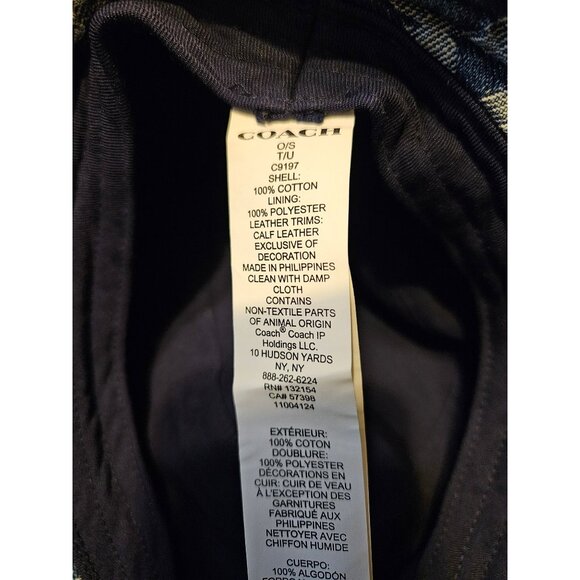 Coach Signature Denim Bucket Hat Leather Trim Unisex OS - Picture 8 of 9